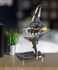 DIY Spaceship Soldering Practice Kit With LED Light Modules, Sci Fi Spacecraft Electronics Learning Kit, assembled on desk.