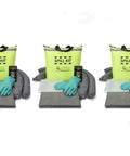 Universal Spill Kit For Oil And Chemical Spills, Portable High-Visibility Yellow Tote with pads, socks, and gloves displayed.