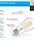 Vintage Edison Style LED Filament Bulb 2700K Soft White, 6W Equivalent 60W, E26 Medium Base, Dimmable, Clear Glass Bulb Image