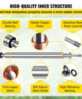 Diagram of Half HP Submersible Well Pump with inner structure including copper rotor, steel sheet, bearings, stainless steel components