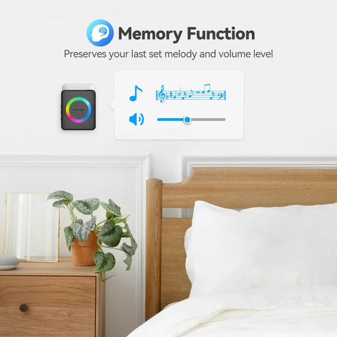 Wireless Doorbell Kit With Two Plug-In Receivers, IP65 Waterproof, 1300ft Range, 60 Melodies and 5 Volume Levels, memory function display