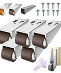 Heavy Duty Vertical Track Roller Wheels For Sliding Closet Doors With Slick Rubber Casters built tough with brown rubber wheels and metal frames.