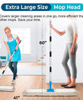 Straight Up Heavy Duty Commercial Dust Mop With Extra Long Handle And Premium Absorbent Cotton Pad For No Sweat Floor Cleaning In Offices Garages Warehouses And Hardwood, showing 41" and 60" adjustable handle lengths.