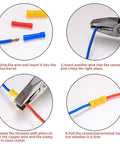 150 Pcs Electrical Butt Connectors Kit Insulated Butt Splice Crimp Wire Connectors Assorted Straight Wire Terminals For Automotive Wiring Built Tough Copper Core Terminals For Fast Reliable Electrical Jobs demonstration use with pliers and wires