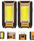 Two Pack LED Rechargeable Magnetic Work Light With 1500 Lumens, Three Modes, USB C Charging, Hanging Hook, Hands Free Magnetic Base