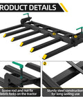 Heavy Duty Clamp On Debris Forks For 60 Inch Buckets That Fit Loader And Skid Steer To Tackle Fallen Debris With 4000 Lb Capacity And Tough Steel Build, showing steel construction and clamps