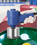 16 Blade Carbide Pneumatic Oil Barrel Crimper Sealer 35 70mm Hydraulic Drum Pressure Cap Tool Heavy Duty Max Pulling Force 1300 Lbs For Paints And Chemical Drums Quick Seal in use sealing a green drum.