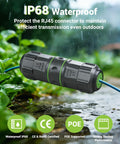 Beefy Outdoor Waterproof RJ45 Ethernet Coupler Shielded Cat7 Cat6a Cat6 IP68 Weatherproof Female To Female Connector on wet surface