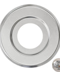 Chrome Extension Trim Ring For Recessed Fire Sprinkler Escutcheons featuring a polished chrome finish and central hole for installation.