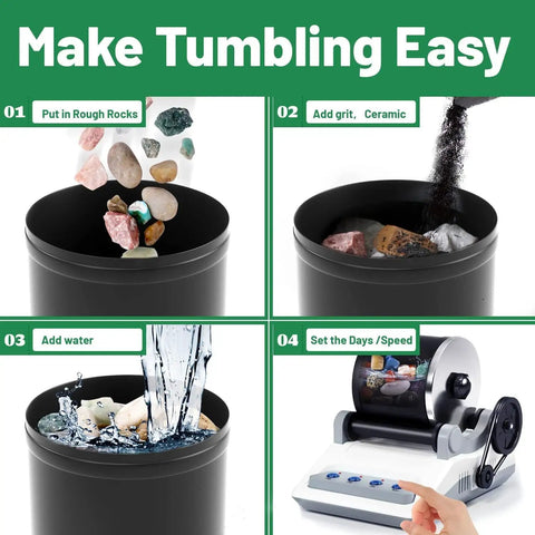 Instructions for using 1 Lb Tumbler Barrel With Leak Proof Lid Replacement Parts Kit For Hobby Tumbling And Polishing Compact 4.09 By 3.78 Inch Black Tumbler Barrel For Home Use