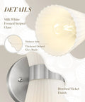 HWH Wall Sconces Set of 2, Indoor Up Down Wall Light, 5HZG97B-2W-2PK BN, close-up of frosted glass shade with brushed nickel mount.