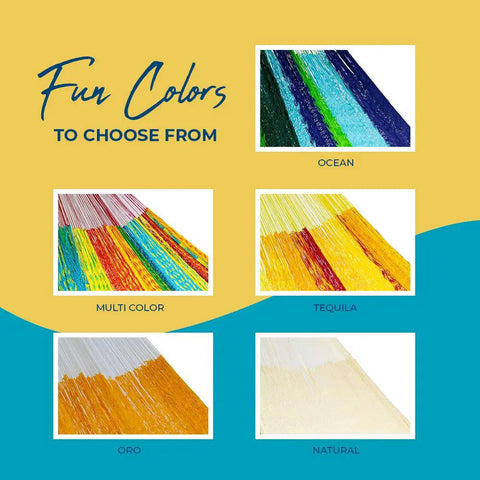 Handmade Yucatan Hammock Matrimonial Size Natural Color 13ft Long Artisan Crafted Cotton Nylon Blend Durable Relaxation color options