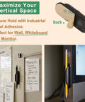 10 Pack Adhesive Silicone Pencil Holders for desk and wall organization, showing holders on wall and monitor with pencil grip detail.