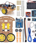 Smart Robot Car Chassis Kit With UNO R3 Module For Educational DIY STEM Toy 2WD With Battery Box And Speed Encoder visible