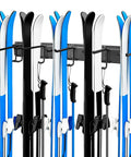 Extra Wide Tool Rack Wall Mount For Garage And Shed, Heavy Duty Shovel Rake Broom Organizer, skis organized on rack