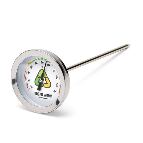 Worm Bin Soil Thermometer With 5 Inch Stainless Steel Stem For Gardening And Composting Color Coded Gauge Easy Read Temperature