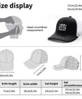 Size display of Everyday Men's Breathable Outdoor Trucker Hat For Summer Adventures, showing dimensions and head circumference fit.
