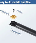 All-In-One Lathe Tool Set With Turning Holders And Boring Bars, 21-Piece Carbide Tools Kit, assembly parts view