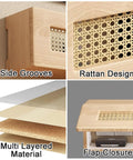 Dope Wall Mounted Rattan Router Cabinet Hides Smart Home Gear Tucked Away For Chill Vibes In Any Space Featuring Breathable Slots For No Sweat Cooling And Smooth WiFi Signals. Close-up of rattan design and multi-layered material.