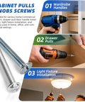 Top Tier Cabinet Pull Screws And Dresser Drawer Knob Fasteners With Rock Solid 8-32 And Metric M4 Threads used for wardrobe handles and drawer pulls.