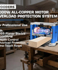 13 Inch Benchtop Thickness Planer with 15 Amp Motor in workshop featuring HSS blades and overload protection