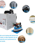 Heavy Duty 1600W Steam Ironing Station With 4L Tank And 900W Iron Head For Commercial Shops And Tailors Looking For A Serious Wrinkle Crusher That Brings Slick Finishes With Zero Sweat Or Extra Hassle, showcasing steam iron with customizable settings for various fabrics.
