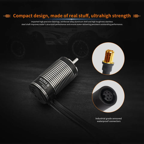 2250KV Sensored Brushless RC Car Motor For 1/8 Scale Monster Trucks, 3-6S LiPo Ready, IP67 Waterproof connectors detail