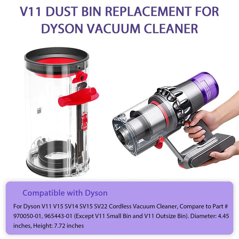 Upgraded Dust Bin Replacement Part For V11 V15 SV14 SV15 SV22 Cordless Vacuum Cleaner, 4.45 in Dia x 7.72 in Height