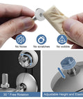 Close-up of Heavy Duty Adjustable Leveling Feet Set for Furniture and Cabinets M6 M8 M10, showing swivel and height adjustment.