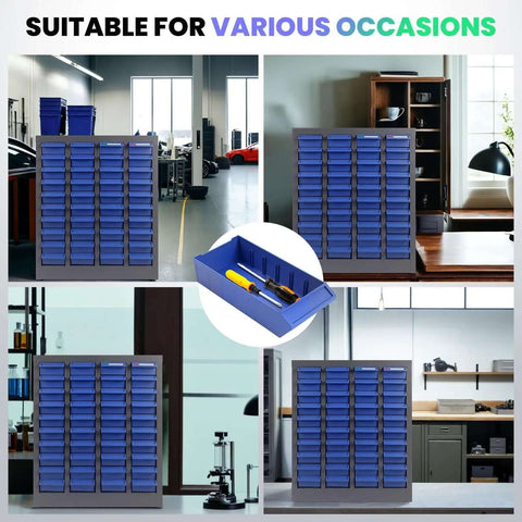 40 Drawers Bolt And Nut Tool Storage Cabinet With 200 Dividers And 80 Label Slots in various workshop settings