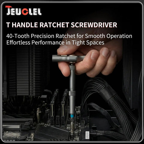 Huge Hit 33 in 1 Magnetic Screwdriver Set With Multi Bit Ratcheting Tool, Ergonomic T Handle Driver Featuring Long And Short Bits For PH Torx Hex PZ And More Ultimate Handyman Kit. T-handle ratchet screwdriver in PC case