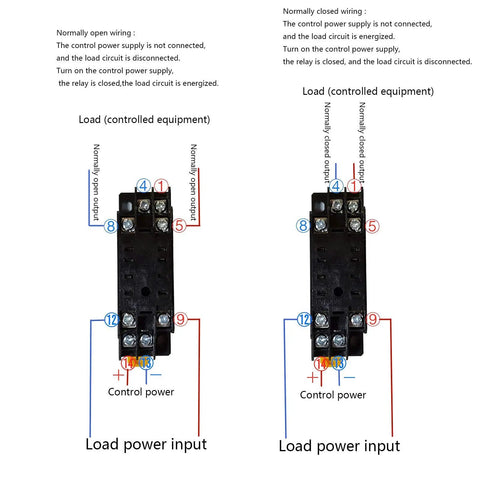 Delay Timer Relay 0-60 Seconds For 12V DC Control Systems, DPDT 8 Pin Time Relay With Base Socket, H3Y-2 Model wiring diagram