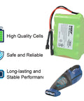 Rechargeable 15.6V 1200mAh NiMH Battery For Shark Cordless Pet Perfect Hand Vacuum with performance graphics visible