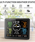 All In One Weather Station With Wireless Indoor Outdoor Thermometer And Three Remote Sensors 7.5 Inch VA Display