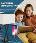 Set Of 2 Modern Table Lamps With 3 Way Dimmable Touch Control, Built In USB Ports And Outlet, shown with USB charging feature