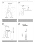 Installation diagram for 12 Inch Luxury Black Wall Mounted Shower System With Rain Mixer Complete Shower Faucet Set
