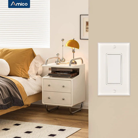 30 Pack Decorator Single Pole And 3 Way Light Switches UL Listed Ideal For Hallways And Large Rooms Easy Install For DIY Home Wiring And Quick Home Upgrades white wall switch in bedroom