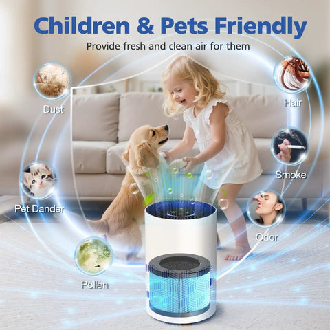 2 Pack 4-in-1 HEPA Replacement Filter for Air Purifiers Compatible With MK0I MK0b TZ-K1 MJ001H MJ012H, child and pet in clean air room