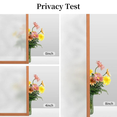 Privacy test of Frosted Glass Window Privacy Film Static Cling For Home And Bathroom Soft Light Diffusion UV Blocking.