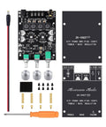 Bluetooth 5.0 200W Dual Channel HiFi Amplifier Module For DIY Speakers Subwoofer Setup shown with components and assembly tools