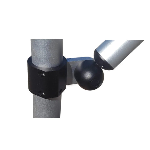 Heavy Duty Dual Axis Three Rod Adjustable Rod Tree With Track Base Or Direct Mount Base One Hand Adjustable Rod Holders With Five Locking Positions From Horizontal To Vertical, black adjuster close-up