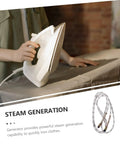 Person ironing with heavy duty steam iron replacement hose and tube for high tensile strength easy installation durable leak proof steam line
