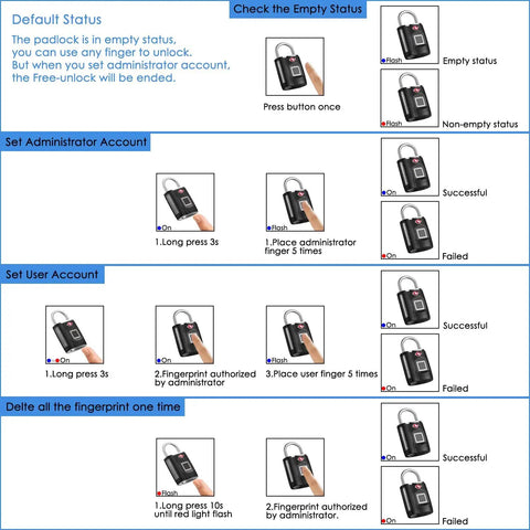 Keyless Fingerprint Lock With TSA Approval For Gym Luggage Travel Home Storage Smart Digital Locker And Backpack Safe instructions