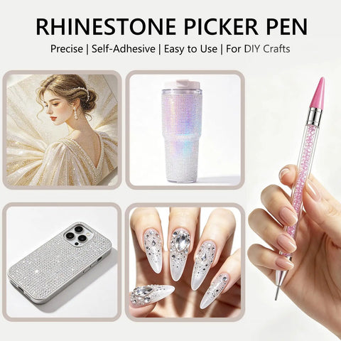 Wax Pencil For Rhinestones And Nail Art With Dual Head Rhinestones Picker Tool Sticky Wax Tip Grabs Stones Instantly