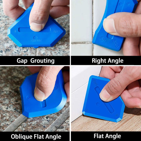 Silicone Caulking Tool Kit 3 In 1 Caulk Remover And Grout Removal Tool With Four Glass Glue Angle Scrapers in various use angles