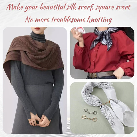 Gold Blingy Double D Ring Snaffle Bit Buckles Set For Necklaces And Bracelets displayed with scarf fashion styles.