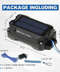 Trailer Brake Controller Kit With Solar Panel 12V 3Ah LiFePO4 Battery Breakaway Kit showing dimensions and components