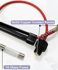 Beefy 250V Inline Fuse Holder Set With Six 6X30mm 1A Glass Fuses Bakelite Build High Heat Insulation Sweet Protection For Automotive Car Audio Gear And Home Projects Nifty Solution showing solid copper contact points and red wiring.
