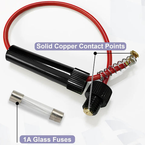 Beefy 250V Inline Fuse Holder Set With Six 6X30mm 1A Glass Fuses Bakelite Build High Heat Insulation Sweet Protection For Automotive Car Audio Gear And Home Projects Nifty Solution showing solid copper contact points and red wiring.