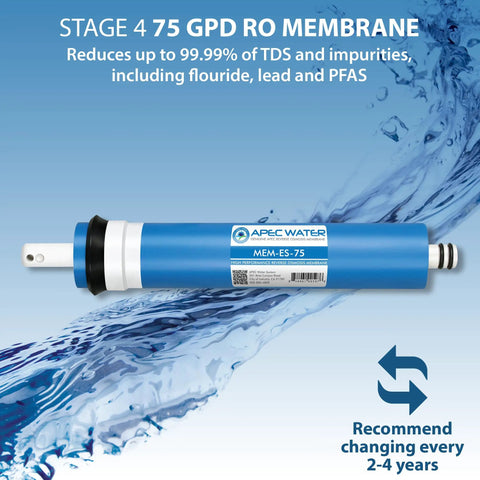 Stage 4 high-rejection 75 GPD RO membrane from Replacement Filter Set For Essence Series Alkaline Reverse Osmosis System FILTER-MAX-ESPH